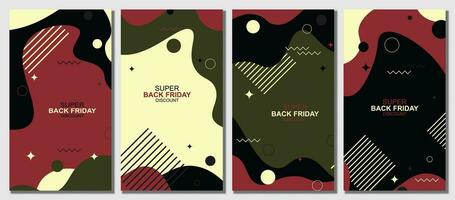 Abstract wavy black friday set background. vector