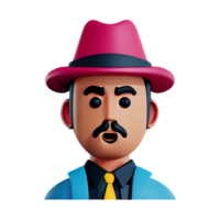 detective face 3d rendering icon illustration png