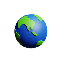 mundo globo 3d representación icono ilustración png