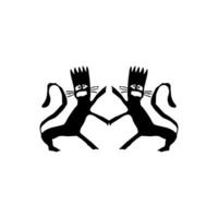 Naive Illustration of the Pair Lion wear Crown, Ugly but Artistic, can use for Logo Type, Art Illustration, Website or Graphic Design Element. Vector Illustration