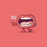 Open Mouth character talking vector illustration. Communication, information design concept.