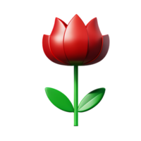 red flower 3d rendering icon illustration png