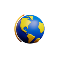 world globe 3d rendering icon illustration png