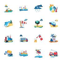 Set of Disaster Recovery Flat Icons vector