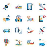 Collection of Disasters and Rescue Flat Icons vector