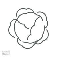 Lettuce vegetable icon. salad sign , green vegetable leaves and organic. outline or line pictogram style. Editable stroke. vector illustration. Design on white background. EPS 10