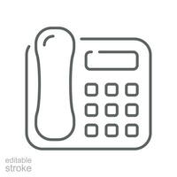 Intercom telephone icon. IP phones. Telephone call supply with fax for smart house communication. outline, line style pictogram. Editable stroke. Vector illustration. Design on white background EPS 10