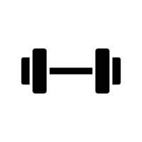 Gym sport, dumbbell icon. Short bar with a weight at each end for exercise or muscle building. Heavy barbell, weight lifting. Glyph or solid vector illustration. Design on white background EPS 10