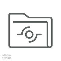 Documents icon. folder for public share. File computing directory. online data management storage. Documentation archive. Line, Editable stroke. Vector illustration. Design on white background. EPS 10