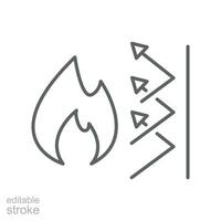 fireproof icon. Fireproofing support. Fire insulation, fire security system. Thermal reflective of flame burn. Editable stroke vector illustration. Design on white background. EPS 10