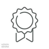 Approved certified medal for award sign. Winner sport award, achievement icon. Guarantee for website design, logo, application. Editable stroke Vector illustration. Design on white background. EPS 10