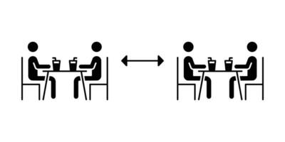 Two group people drinking coffee in cafe icon. New normal dine in concept with safe table. keep social distancing as prevention spread of Covid19. Solid, Glyph style. vector illustration Design EPS 10