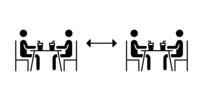 Two group people drinking coffee in cafe icon. New normal dine in concept with safe table. keep social distancing as prevention spread of Covid19. Solid, Glyph style. vector illustration Design EPS 10