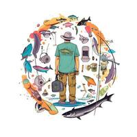 Colorful Fishing Illustration Background photo