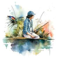 Colorful Fishing Illustration Background photo