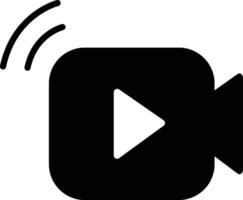 Video camera shape with a play button icon. Video streaming symbol vector illustration