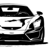 Modern sportcar close view sketch drawing. City car model illustration. vector