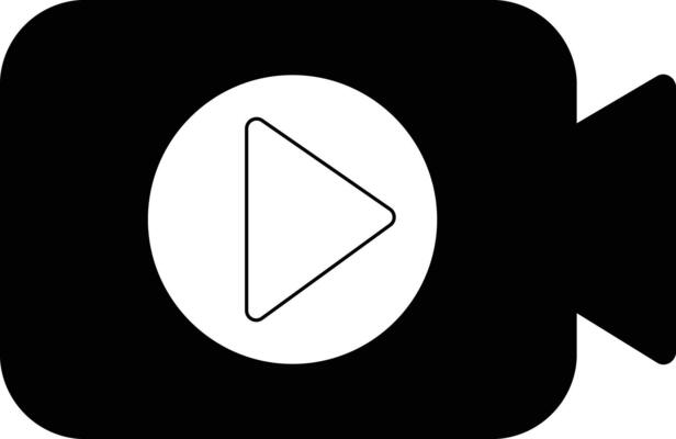 Video camera shape with a play button icon. Video streaming symbol vector illustration