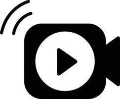 Video camera shape with a play button icon. Video streaming symbol vector illustration