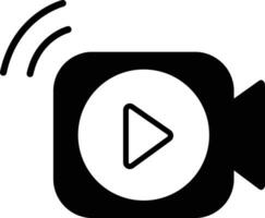 Video camera shape with a play button icon. Video streaming symbol vector illustration