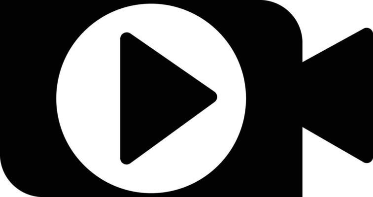 Video camera shape with a play button icon. Video streaming symbol vector illustration