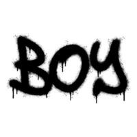 Spray Painted Graffiti Boy Word Sprayed isolated with a white background. graffiti font Boy with over spray in black over white. vector