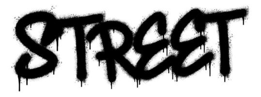 Spray Painted Graffiti Street Word Sprayed isolated with a white background. graffiti font Street with over spray in black over white. vector