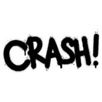 Spray Painted Graffiti crash Word Sprayed isolated with a white background. graffiti font crash with over spray in black over white. vector