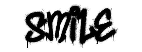 Spray Painted Graffiti smile Word Sprayed isolated with a white background. graffiti font smile with over spray in black over white. vector