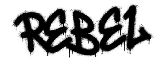 Spray Painted Graffiti rebel Word Sprayed isolated with a white background. graffiti font rebel with over spray in black over white. vector