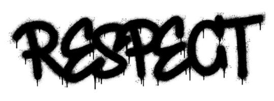 Spray Painted Graffiti Respect Word Sprayed isolated with a white background. graffiti font Respect with over spray in black over white. vector