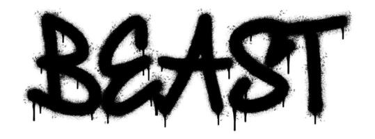 Spray Painted Graffiti Beast Word Sprayed isolated with a white background. graffiti font Beast with over spray in black over white. vector