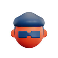 scientist face 3d rendering icon illustration png