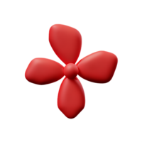 red flower 3d rendering icon illustration png