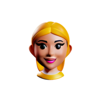 Dame visage 3d le rendu icône illustration png