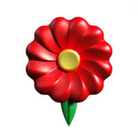 röd blomma 3d tolkning ikon illustration png