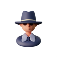 detektiv- ansikte 3d tolkning ikon illustration png