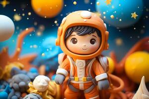 Astronaut in space. Astronaut Is Made Out Of Play Clay.  Astronomical galaxy space photo