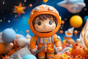 astronauta en espacio. astronauta es hecho fuera de jugar arcilla. astronómico galaxia espacio foto