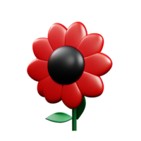 red flower 3d rendering icon illustration png