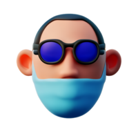 scientist face 3d rendering icon illustration png