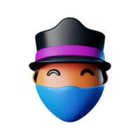 detective face 3d rendering icon illustration png