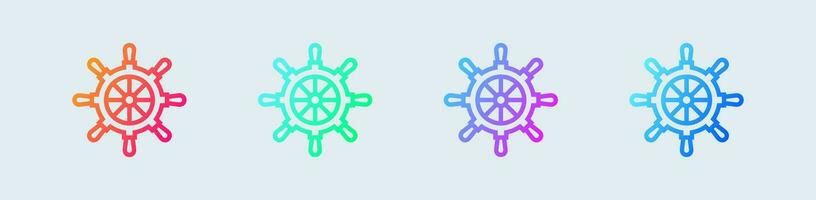 Helm line icon in gradient colors. Ship wheel signs vector illustration.