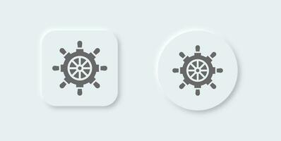 Helm solid icon in neomorphic design style. Ship wheel signs vector illustration.