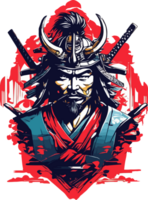 samurai logotipo pronto para impressão ilustração com ai generativo png