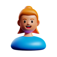 lady face 3d rendering icon illustration png