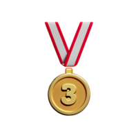 guld medalj 3d tolkning ikon illustration png