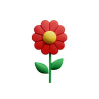 red flower 3d rendering icon illustration png