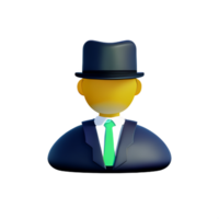 detective face 3d rendering icon illustration png