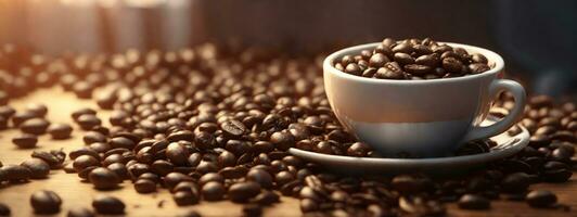 Coffe concept with coffee beans. AI generated photo